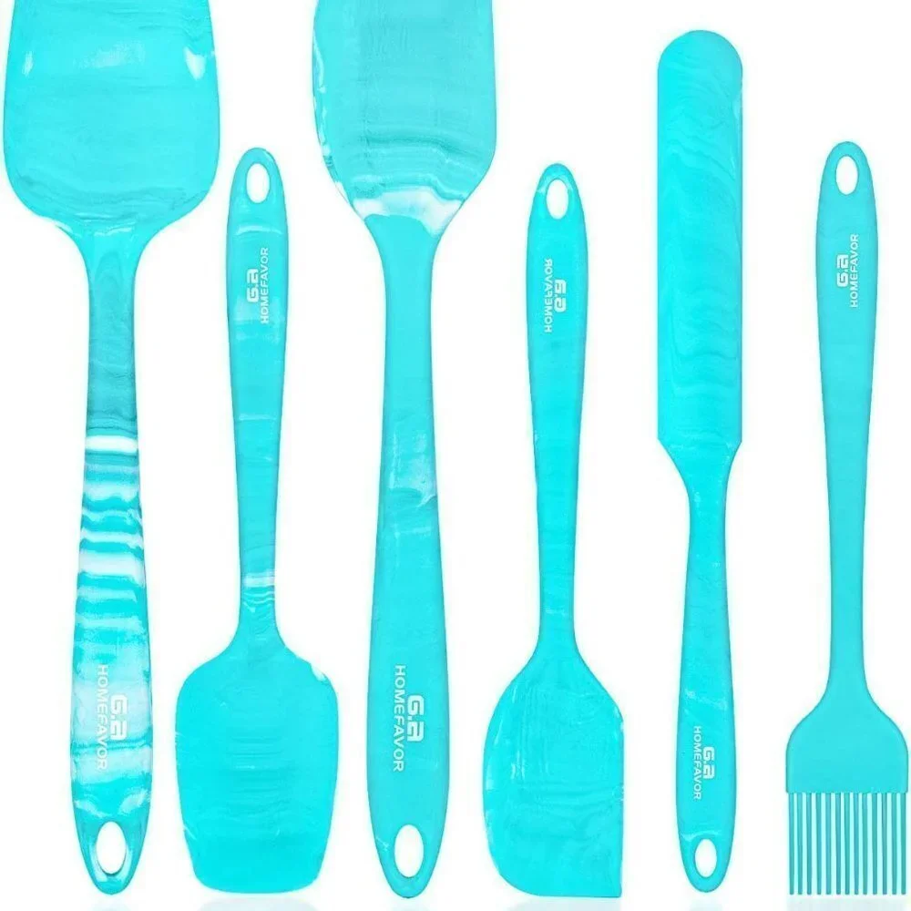 6 Piece Silicone Spatula  Heat-Resistant Non-Stick for Cooking, (Marble Pattern)